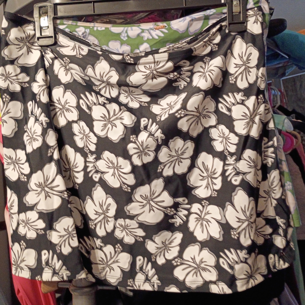 PINK Victoria's Secret Black and White Floral Swim Coverup